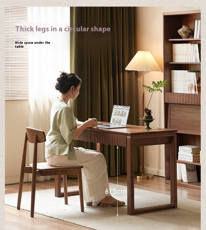 Black Walnut Solid Wood, Solid RubberWood Computer Desk