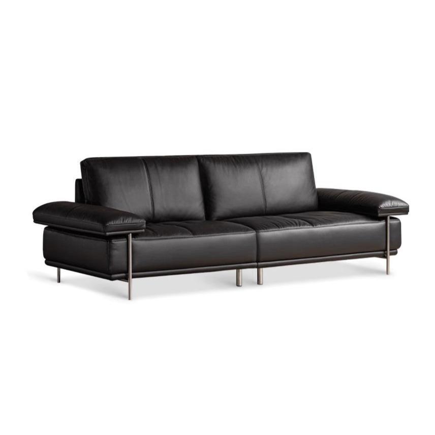 Leather Italian First Layer Yellow Cowhide Straight Sofa.