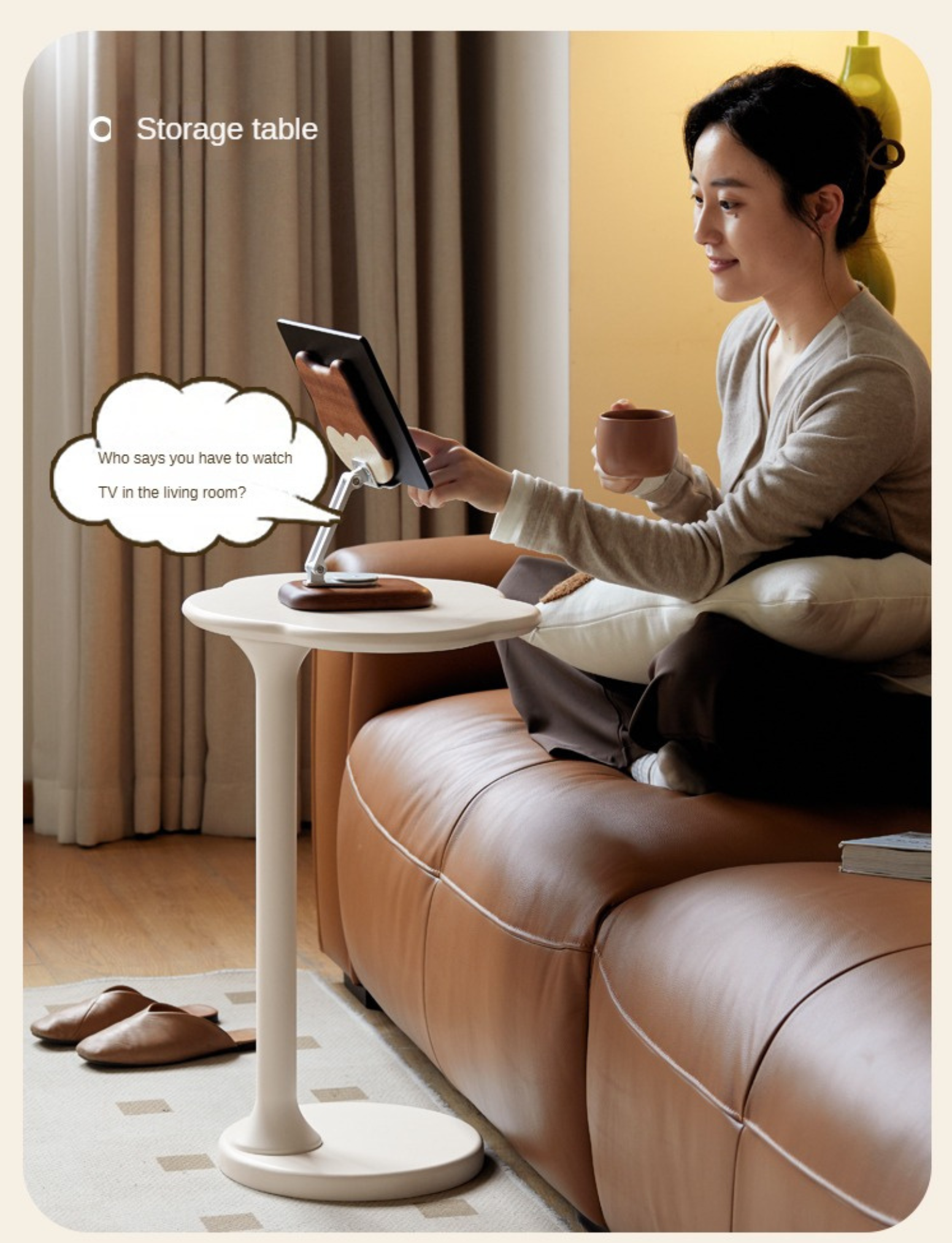 Rubberwood Solid Wood Cloud Side Table