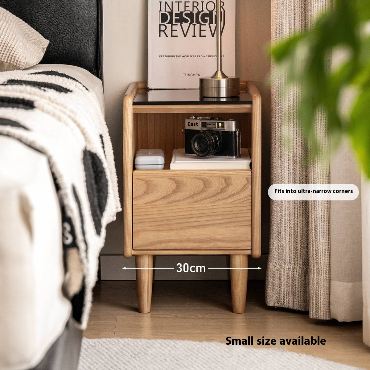 Black walnut, Ash, Cherry, Poplar, Solid Rubberwood Modern Nightstand.