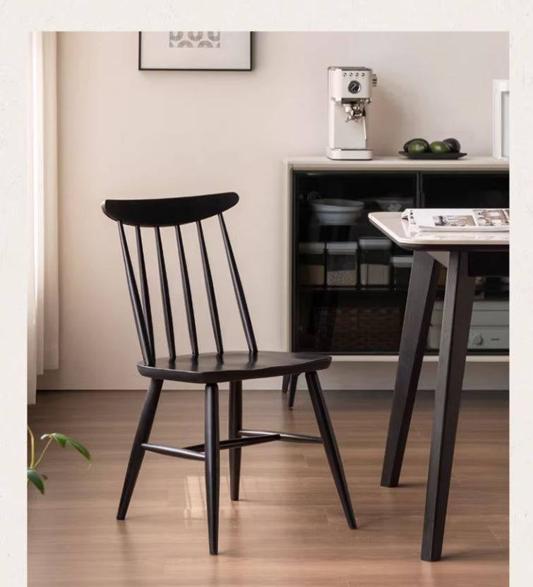 4 pcs -Solid RubberWood Windsor Dining Chair, Modern Spindle Back Chair, Scandinavian Farmhouse Style Kitchen