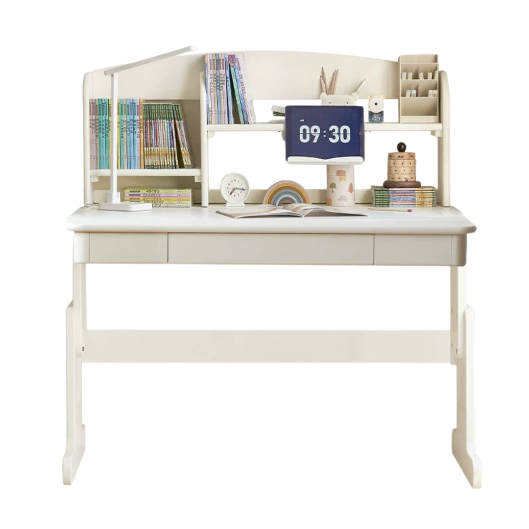 Solid Rubberwood Lift Study Desk Adjustable White Kids Desk