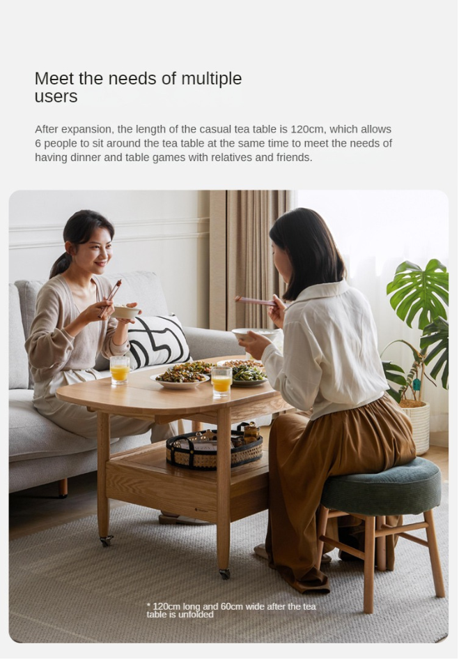 Oak, Beech Solid Wood Folding Mobile Coffee Table