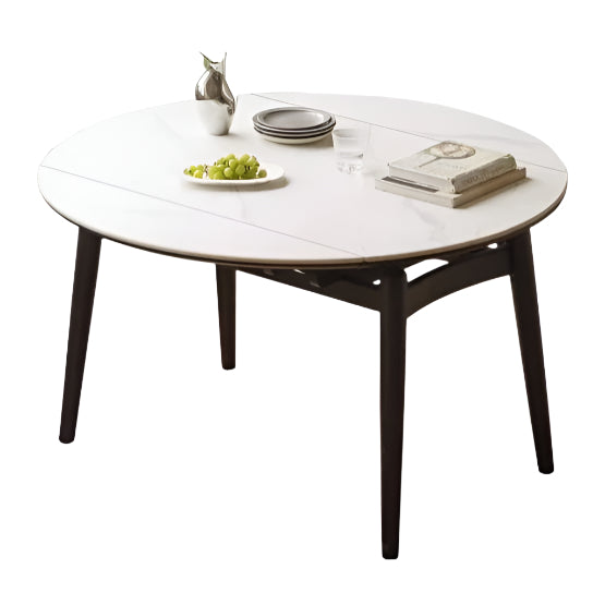 Oak Solid Wood Light Luxury Retractable Rock Dining Table