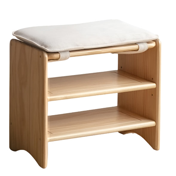 Pine Solid Wood Shoe Bench Multi-layer Log Shoe Rack