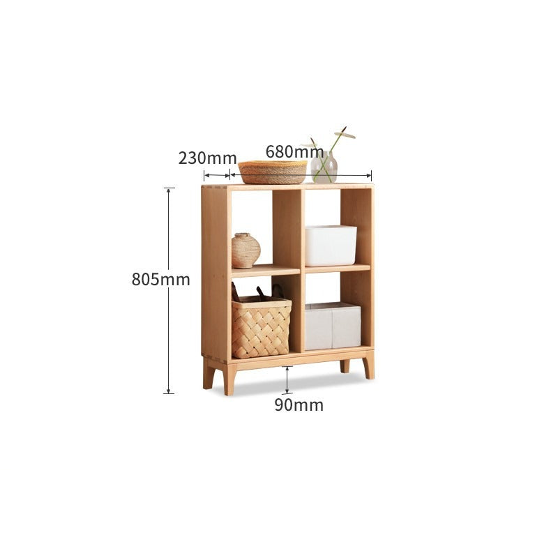 Beech Solid Wood Bookshelf, Nordic Display Rack