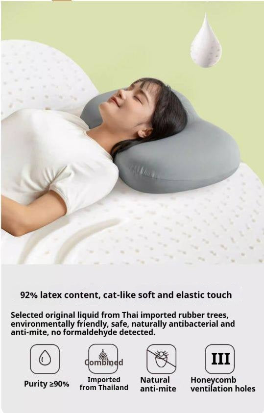 Thai Natural Latex Pillow with Neck Support and Breathable Comfort