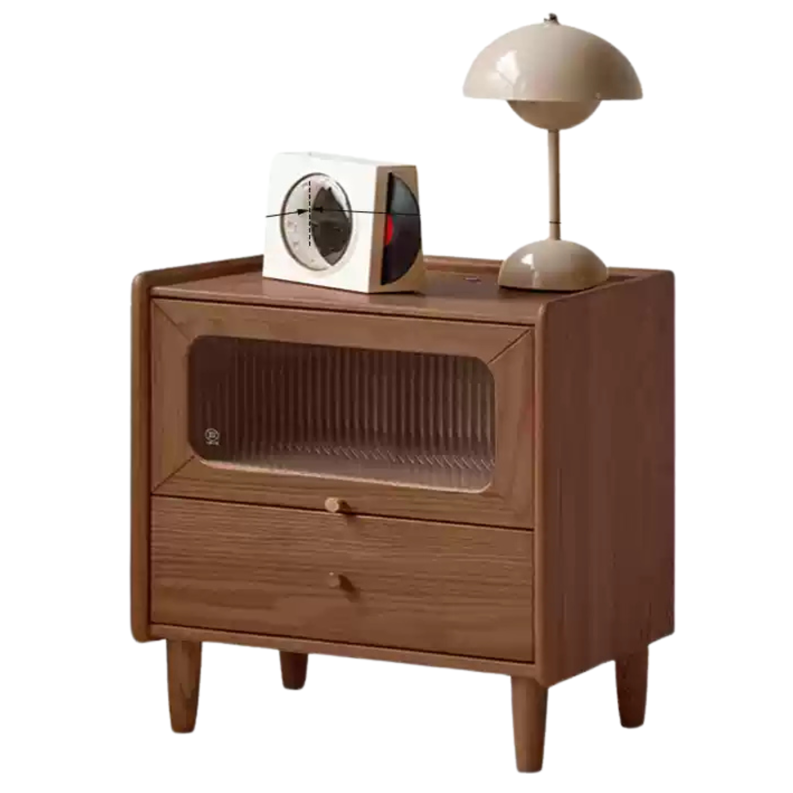 Oak, Beech Solid Wood Nightstand With Light