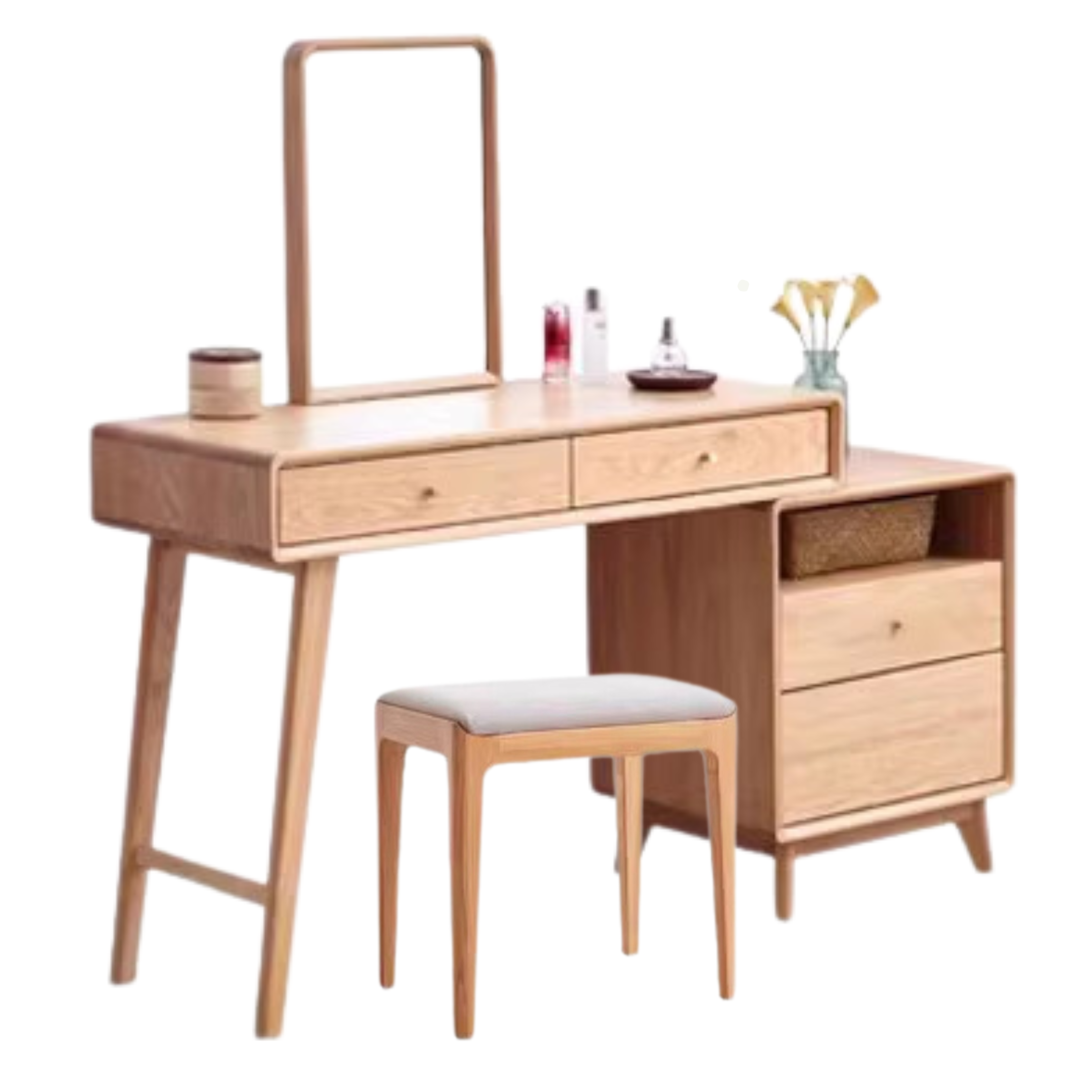Oak Solid Wood Telescopic Dressing Table Cabinet.