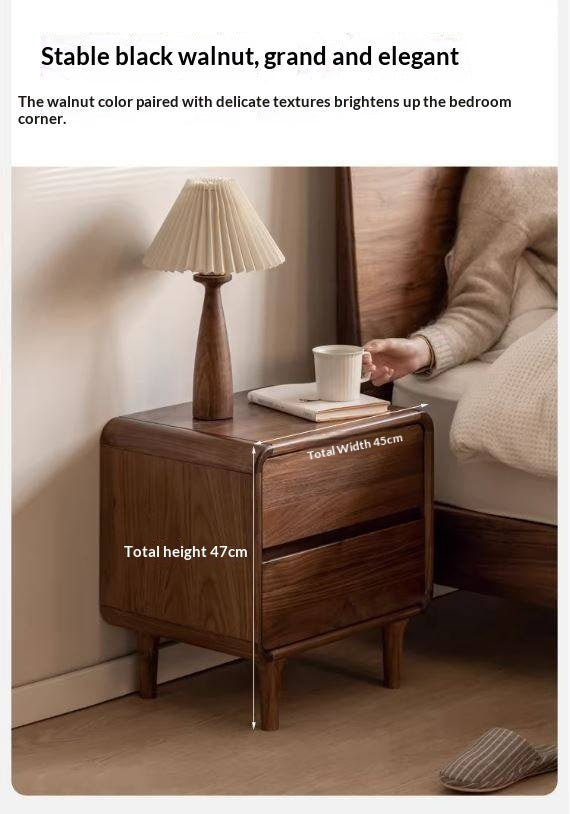 Black Walnut Solid Wood, Sandalwood Lockable Nightstand