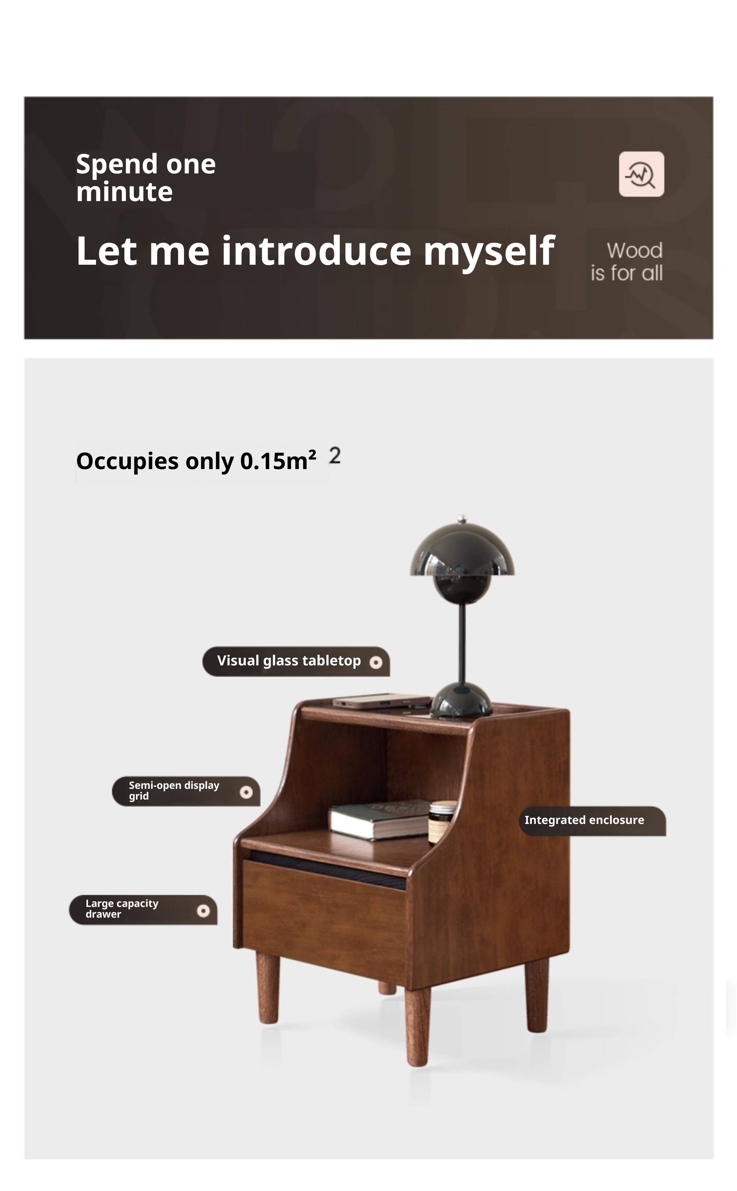 Solid Rubberwood, Oak Solid Wood Nightstand