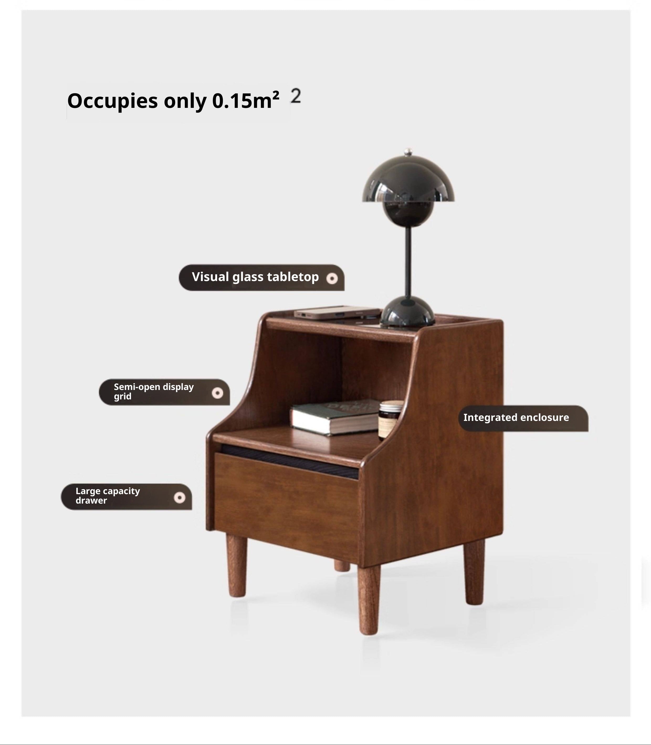 Solid Rubberwood, Oak Solid Wood Nightstand