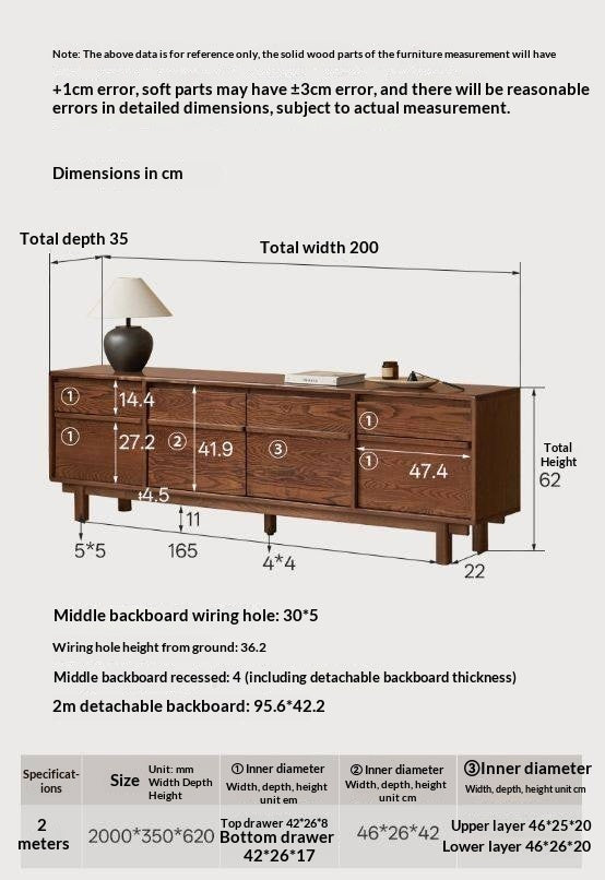 Ash Solid Wood Wabi-sabi Style TV Cabinet