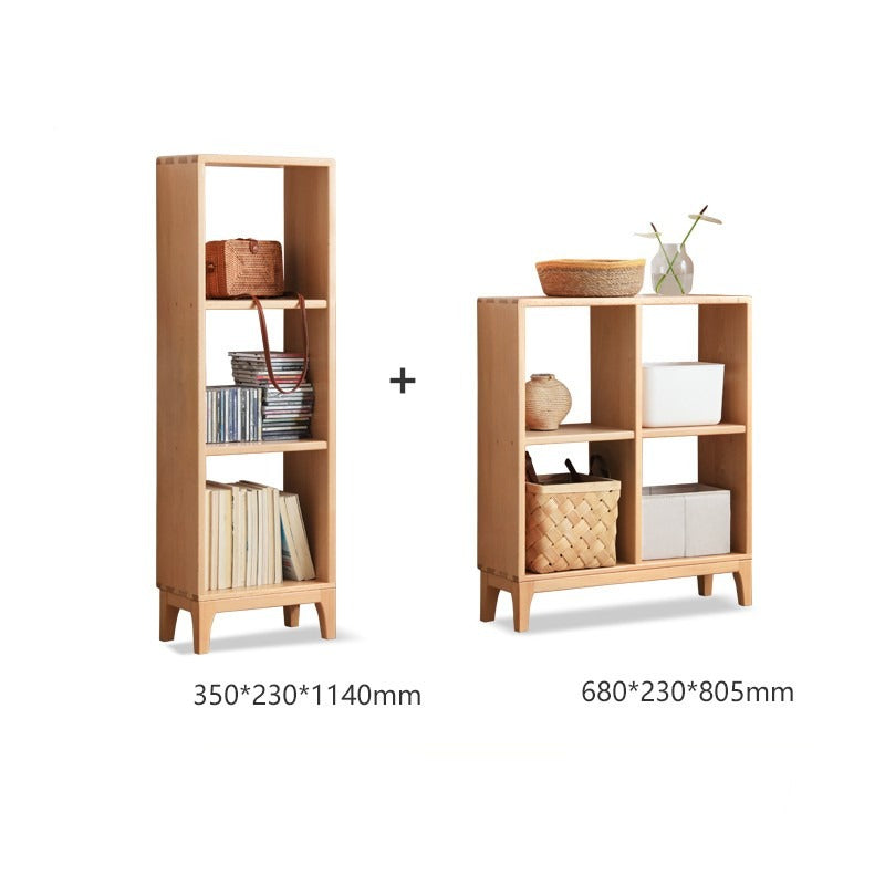Beech Solid Wood Bookshelf, Nordic Display Rack