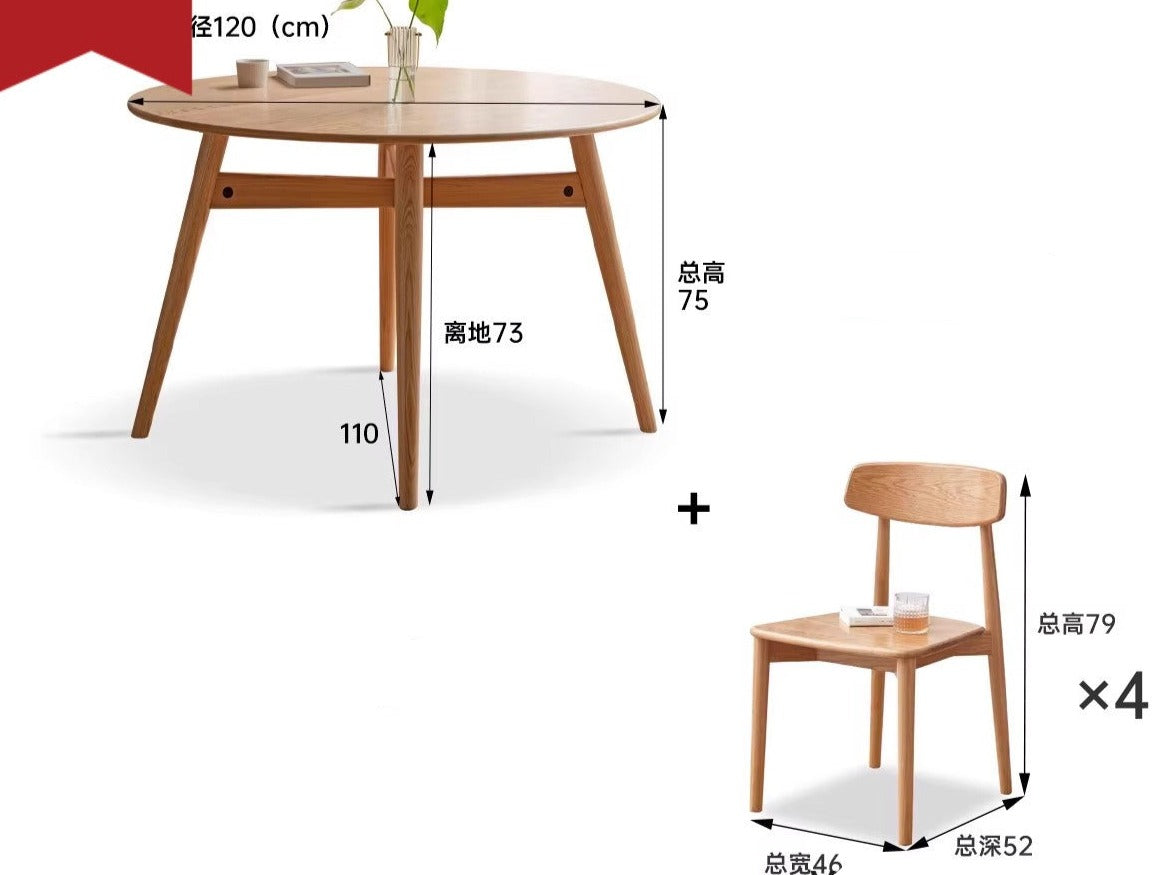 Oak Solid wood round table "