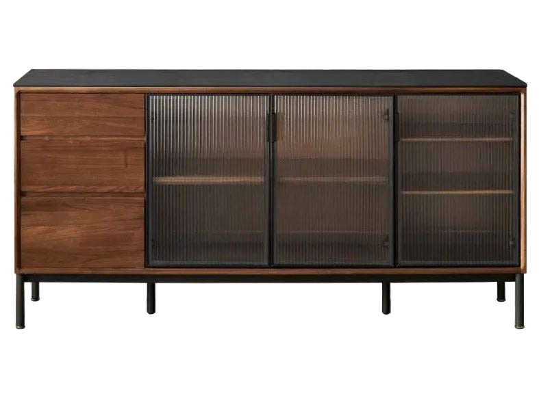 Black Walnut Solid Wood, Sandalwood Rock Sideboard Buffet Cabinet