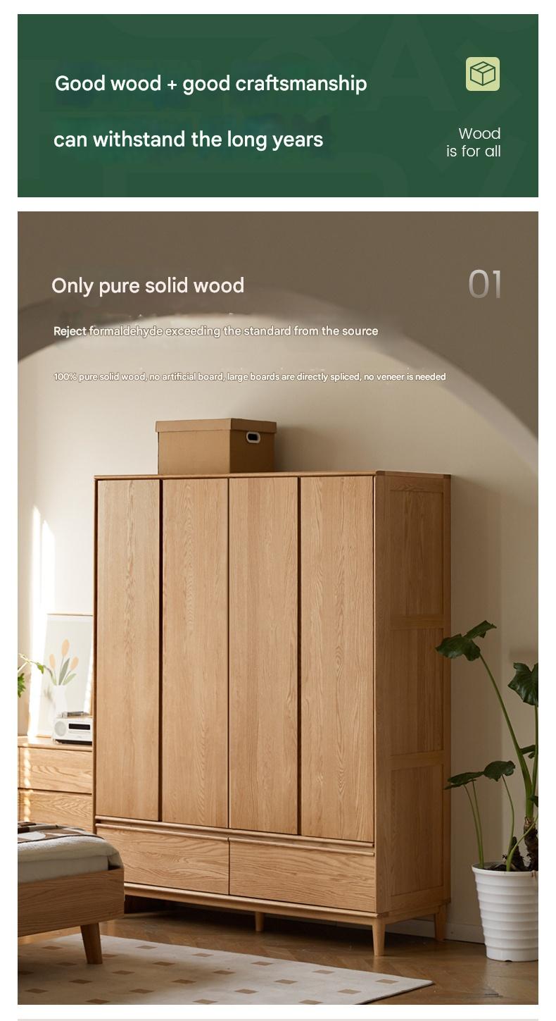 Oak Solid Wood Modern Wardrobe.