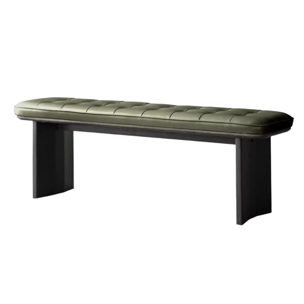 Black Walnut, Ash, Oak Solid Wood Luxury First-Layer Yellow Cowhide Seat Bench