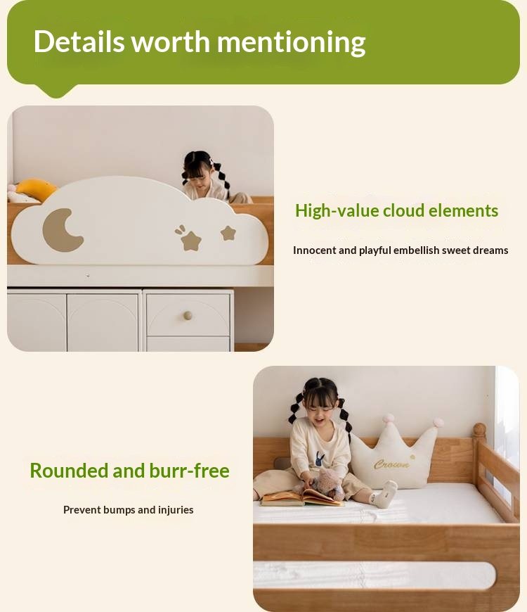 Rubberwood Solid Wood Children's Bed Modern Loft Bed