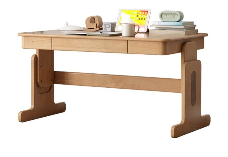 Beech Solid Wood Lifting Desk Bookshelf Combination