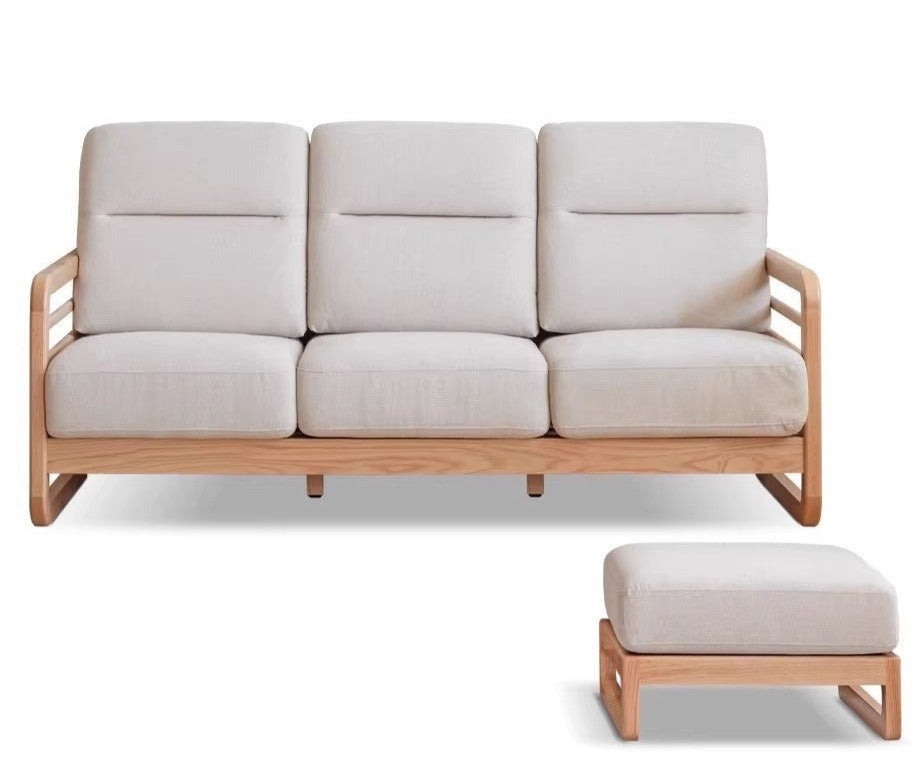 Oak Solid Wood Fabric Sofa.