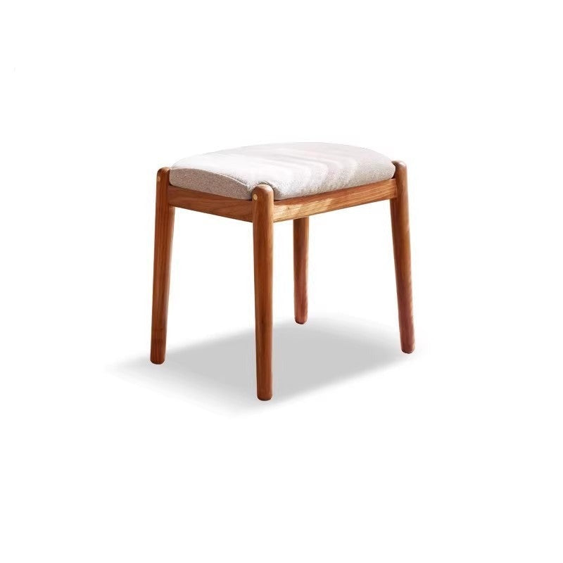 Black Walnut Solid Wood Square Makeup Stool