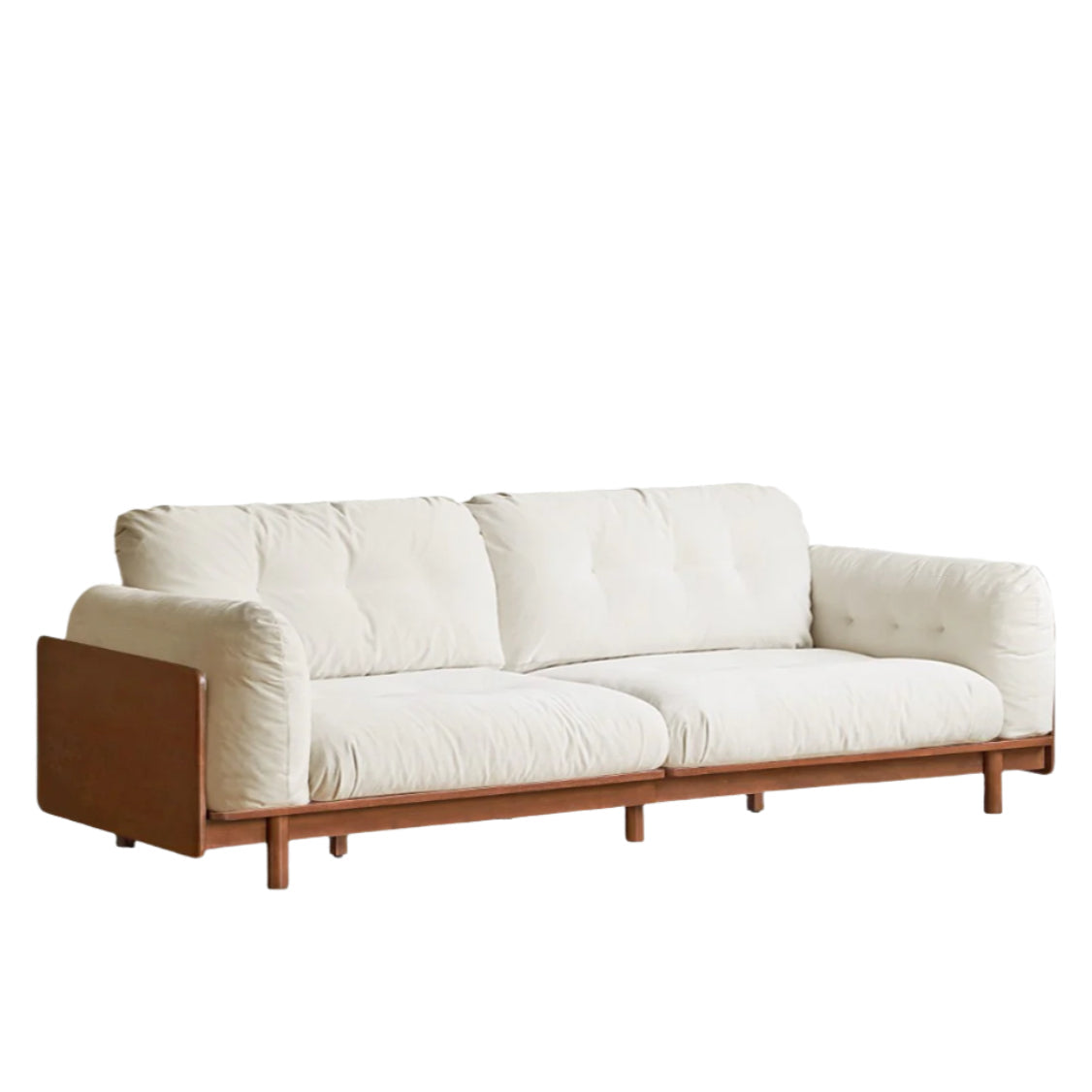 Solid RubberWood Fabric Sofa Ancient Style