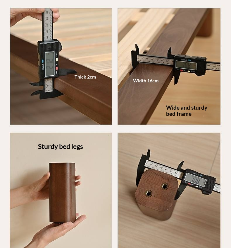 Beech Solid Wood Platform Bed, Headboard-Free Bed