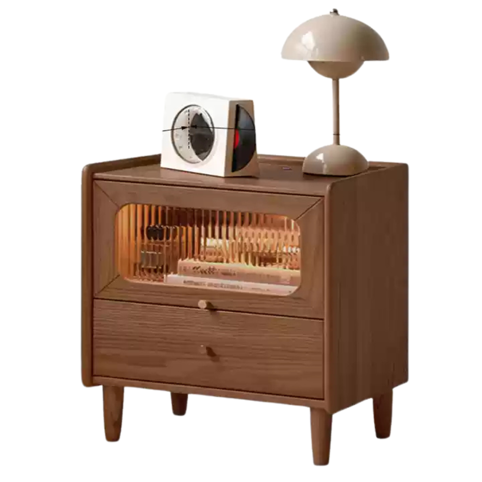 Oak, Beech Solid Wood Nightstand With Light