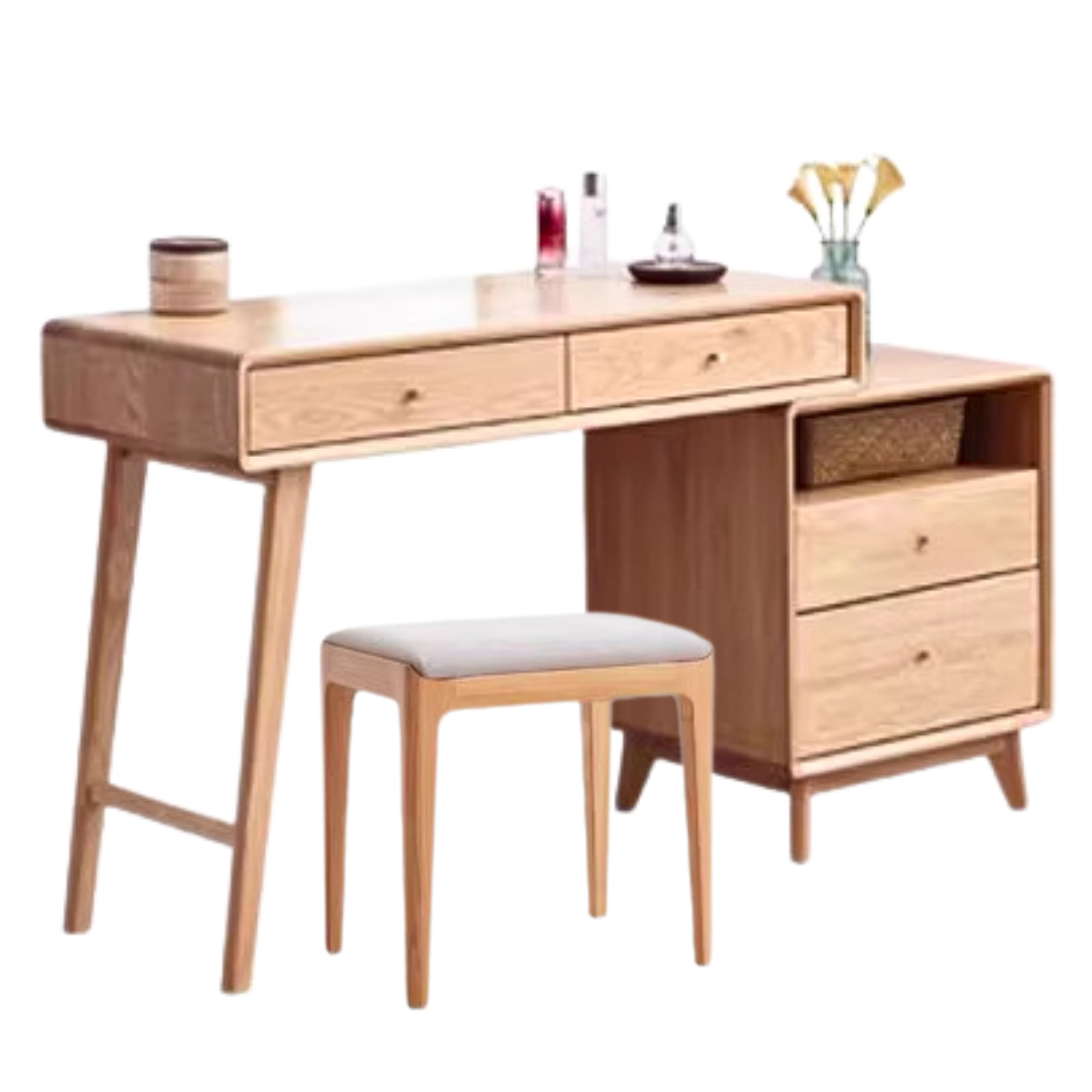 Oak Solid Wood Telescopic Dressing Table Cabinet.