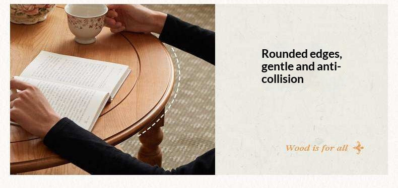 Cherry Solid Wood Coffee Table with French Retro Design