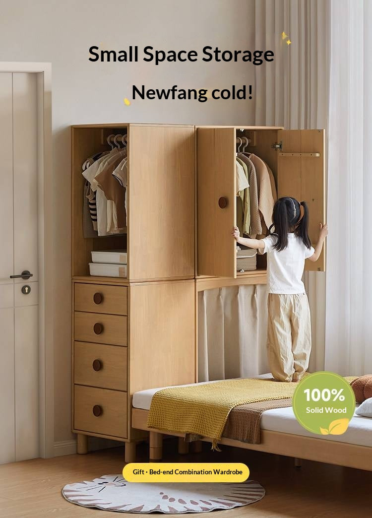 Solid Rubberwood Children's Wardrobe