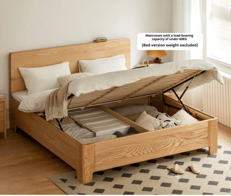 Oak Solid Wood Box Bed — Modern Minimalist Bed