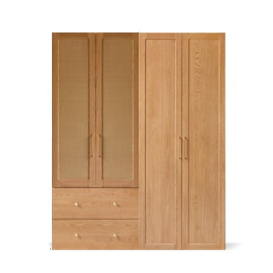 Oak Solid Wood Free Combination Wardrobe Rattan Door.