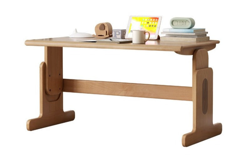 Beech Solid Wood Lifting Desk Bookshelf Combination
