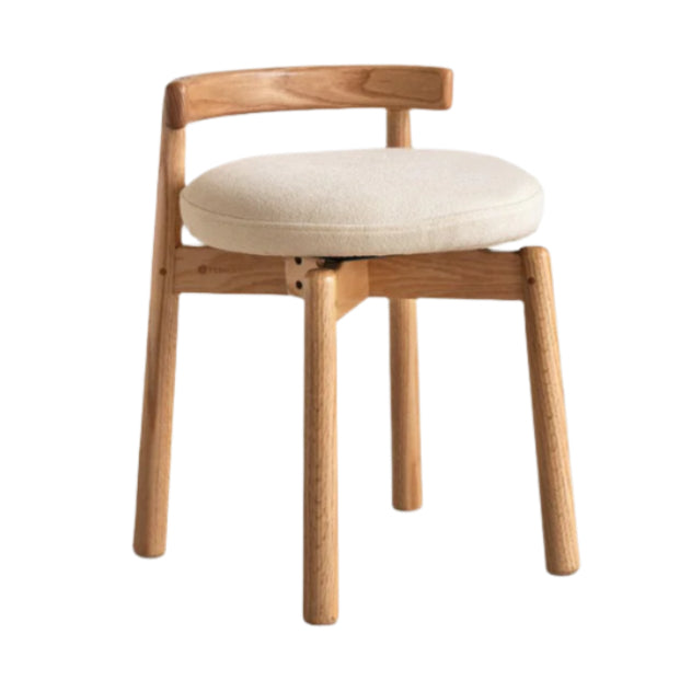 Black Walnut, Oak, Solid Wood, Solid Rubberwood Rotating Modern Soft Makeup Stool