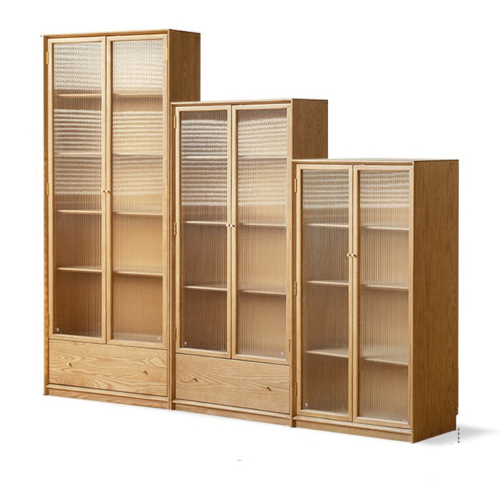 Ash solid wood modern glass floor cabinet.