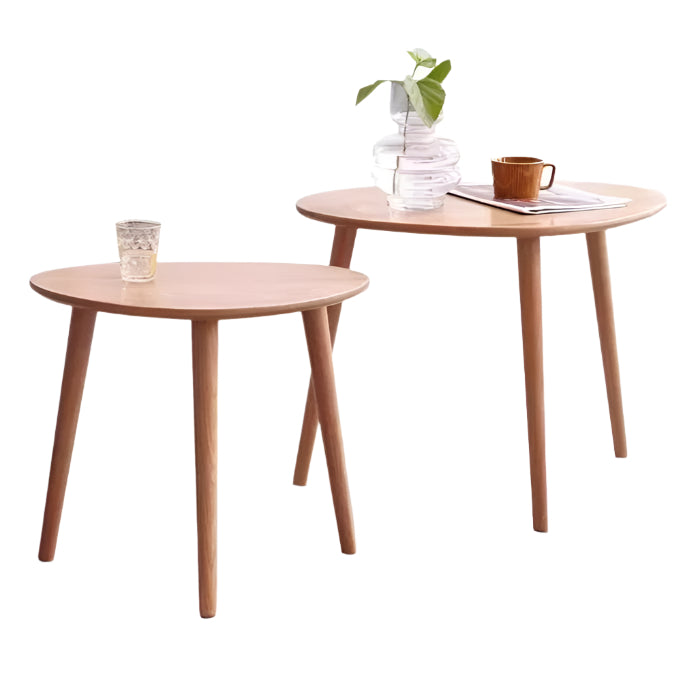 Solid Rubberwood, Oak Solid Wood Small Nordic Side Table