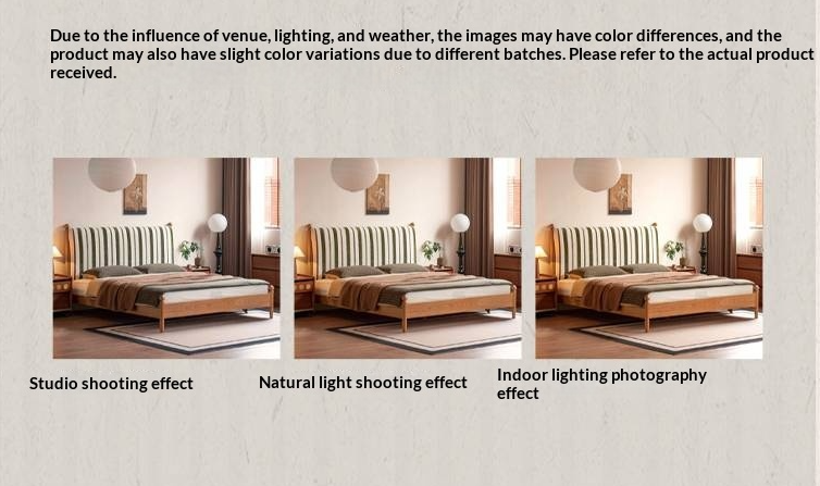 Cherry Solid Wood Fabric Upholstered Bed