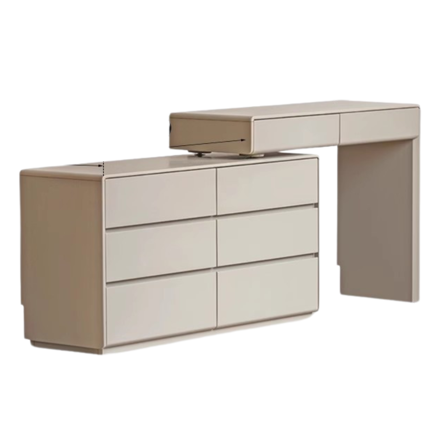 Poplar Solid Wood, Solid Rubberwood L-Shape Dressing Table