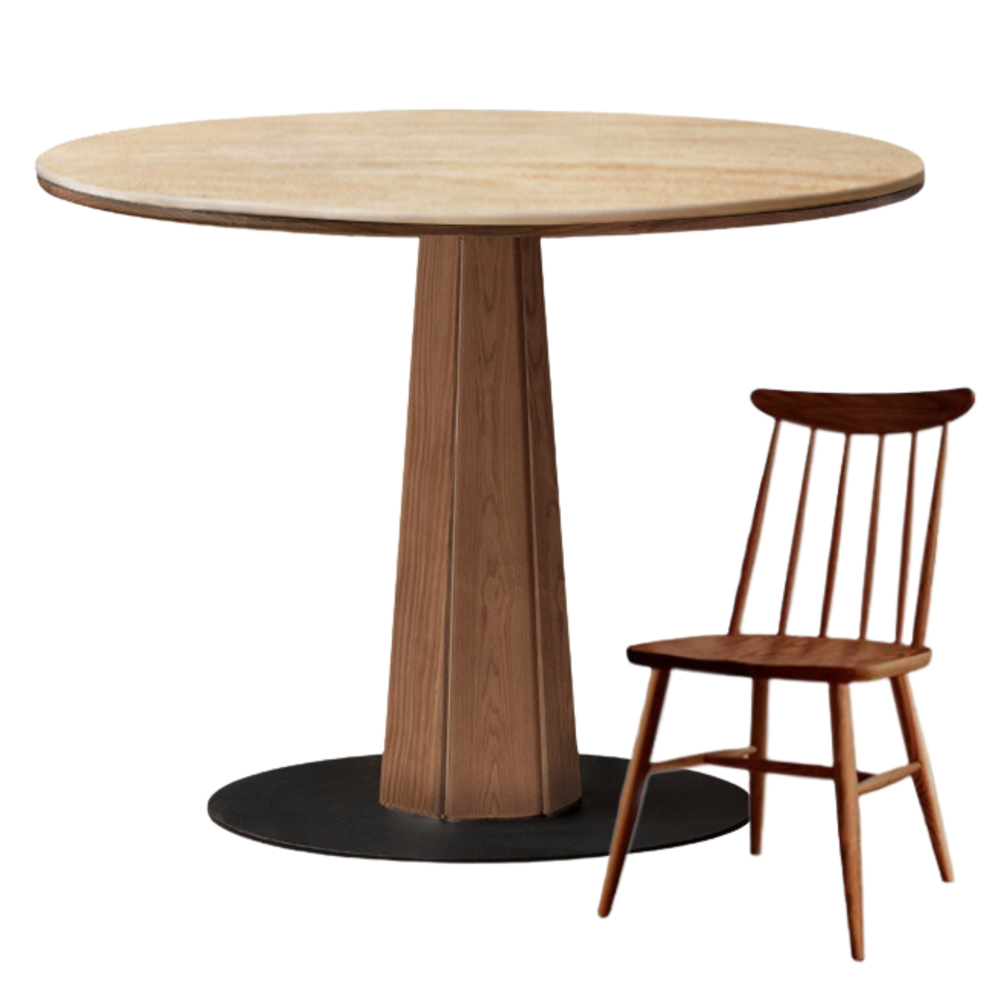 Black Walnut, Ash, Sandalwood Solid Wood Round Dining Table