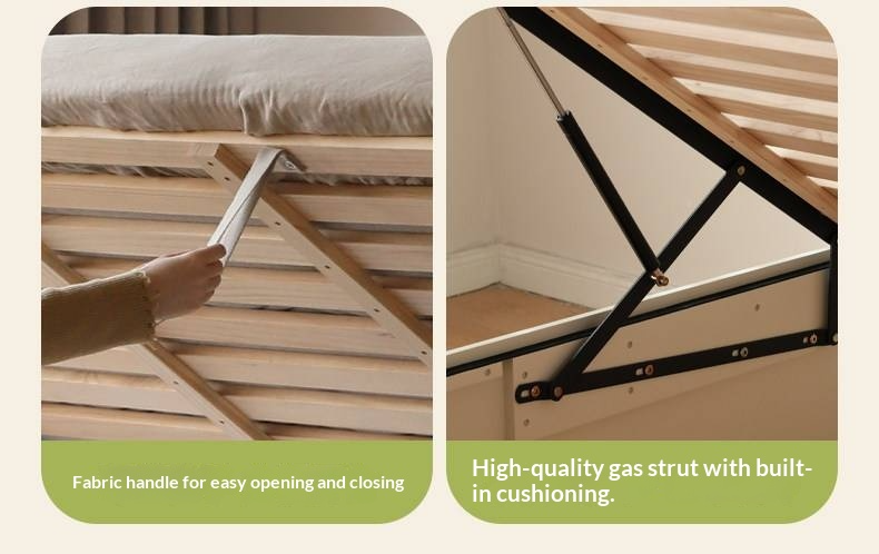 Rubberwood Solid Wood Bed — Modern Minimalist White Box Design