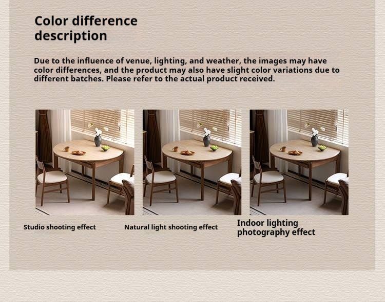 Black Walnut Solid Wood Folding Dining Table with Rock Plate Round Top