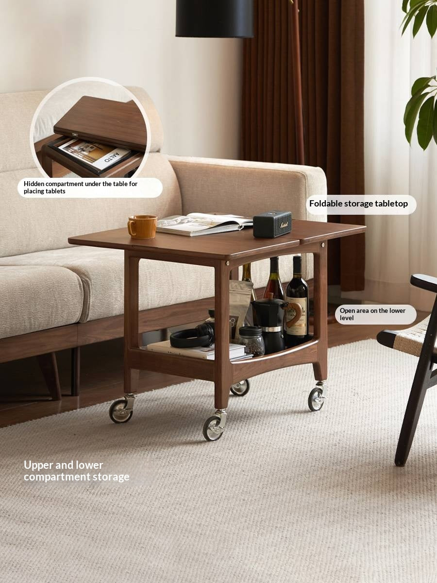 Black Walnut Solid Wood Movable Folding Modern Side Table