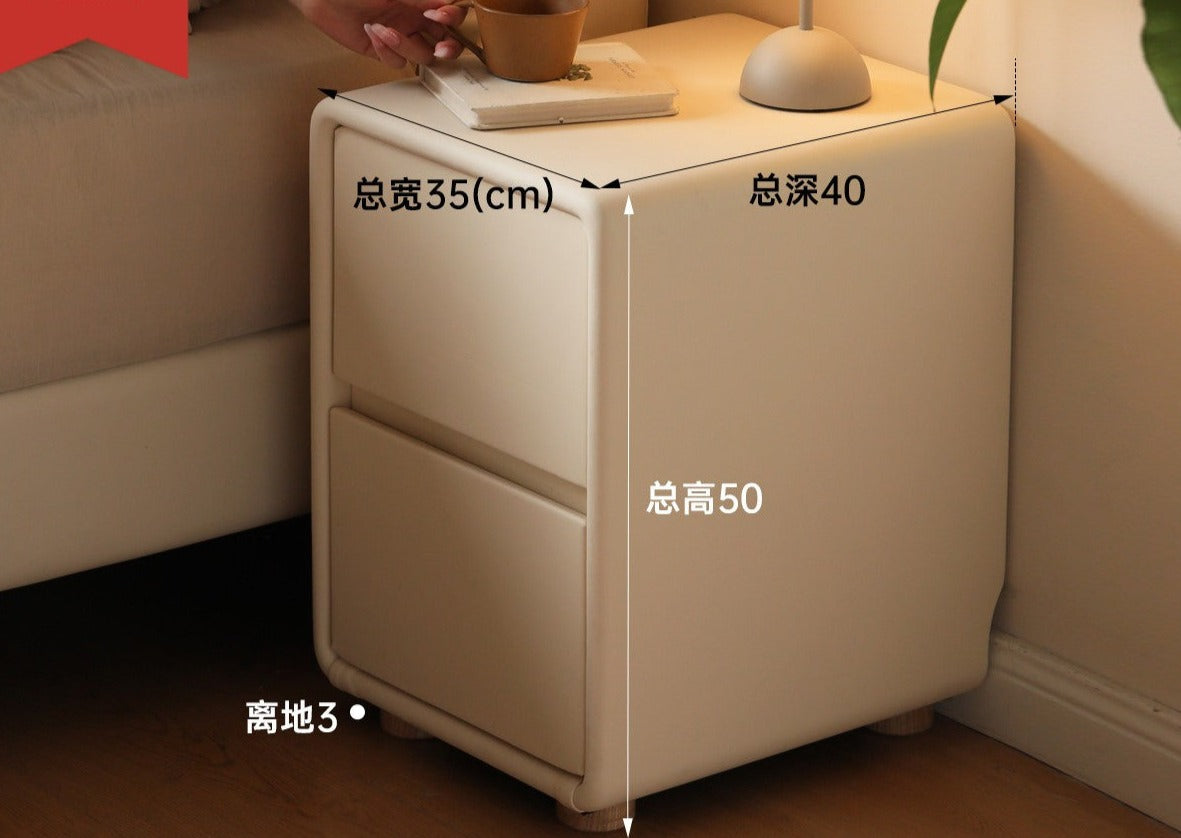 Leather Cream Style Nightstand
