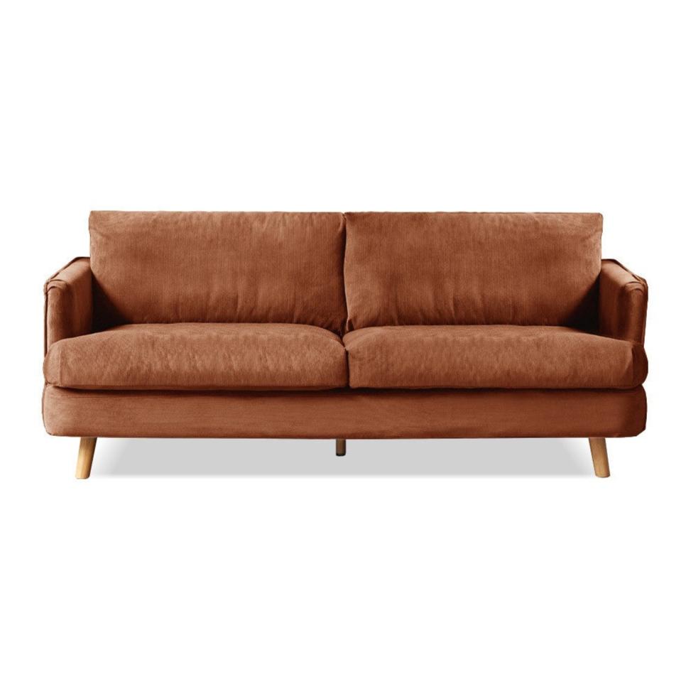 Fabric Three-seat Straight Sofa.