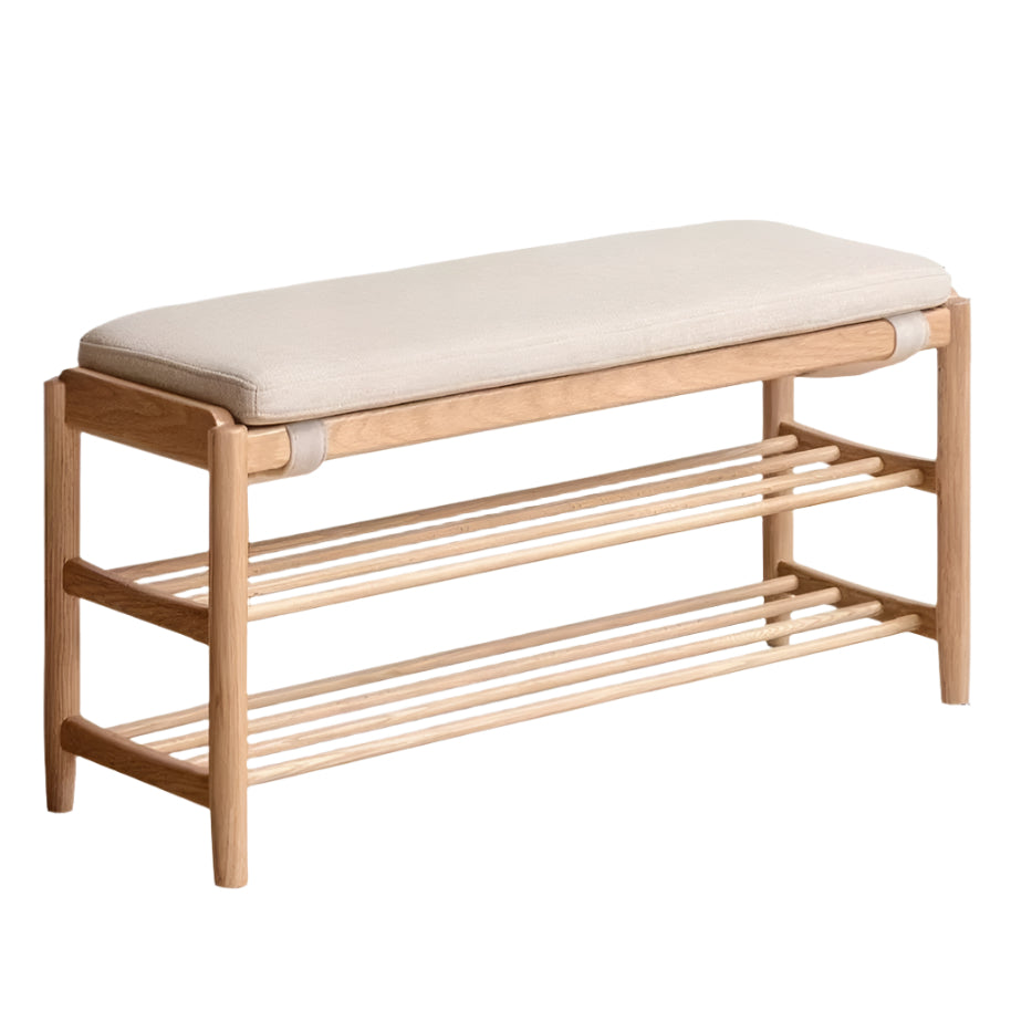 Oak Solid Wood, Solid Rubberwood Modern Shoe Changing Stool