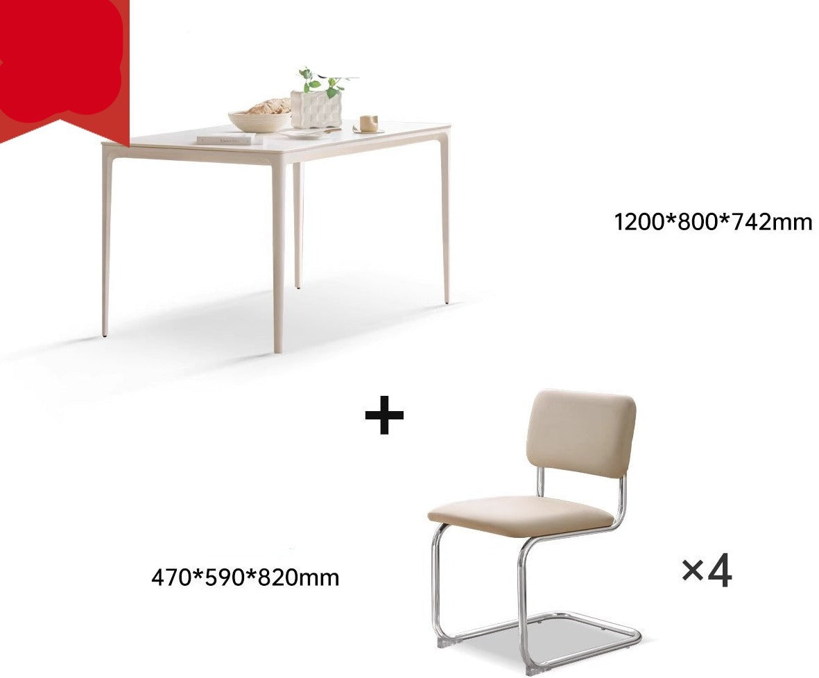 Iron-cream rock slab dining table"