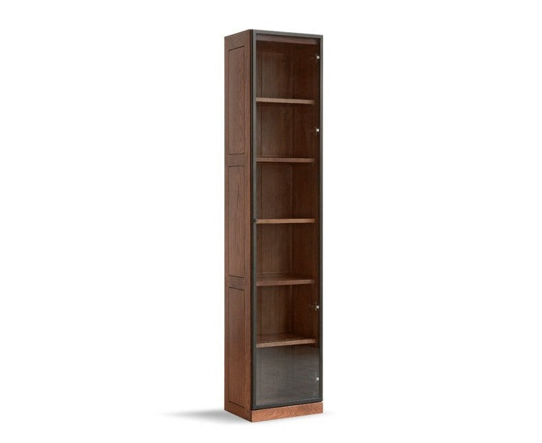 Solid Rubberwood, Oak Solid Wood Bookcase Modern With Glass Door