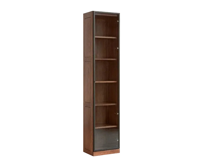 Solid Rubberwood, Oak Solid Wood Bookcase Modern With Glass Door